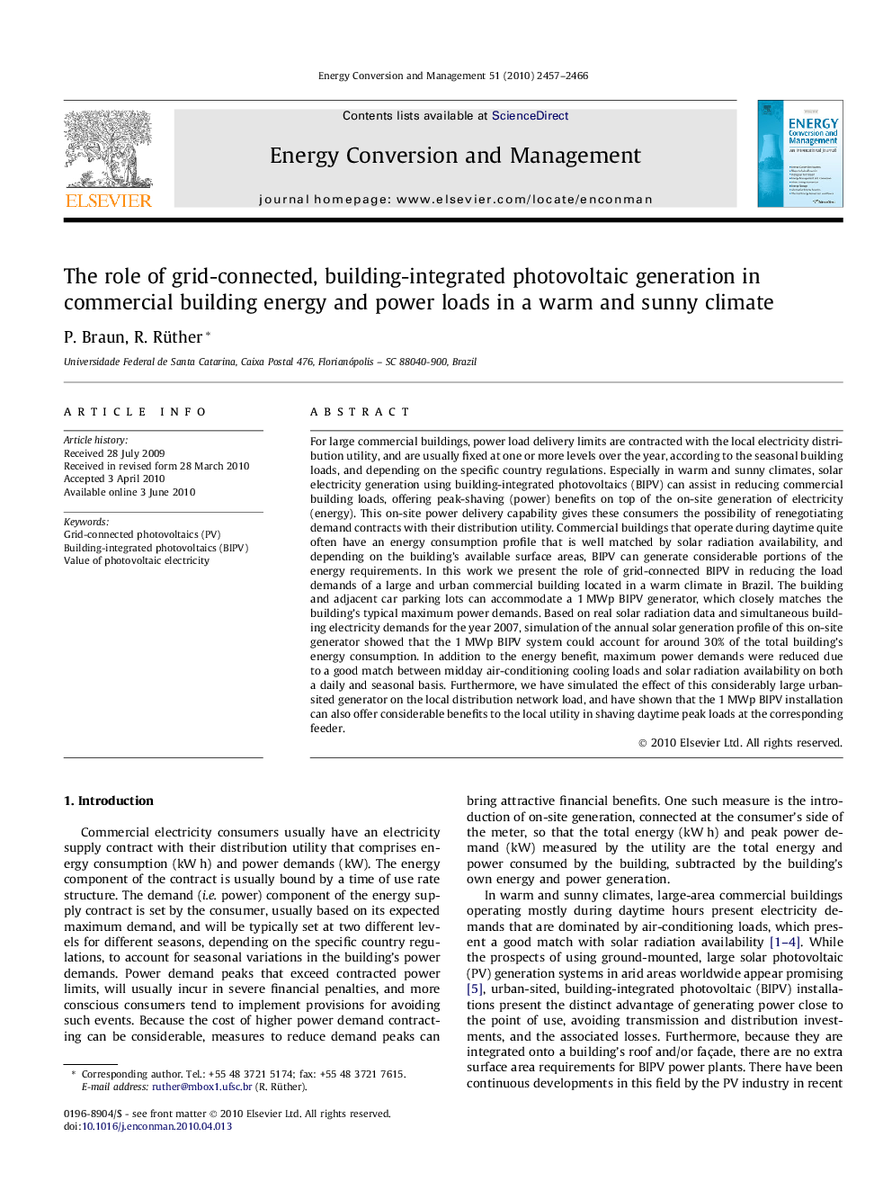 The role of grid-connected, building-integrated photovoltaic generation in commercial building energy and power loads in a warm and sunny climate