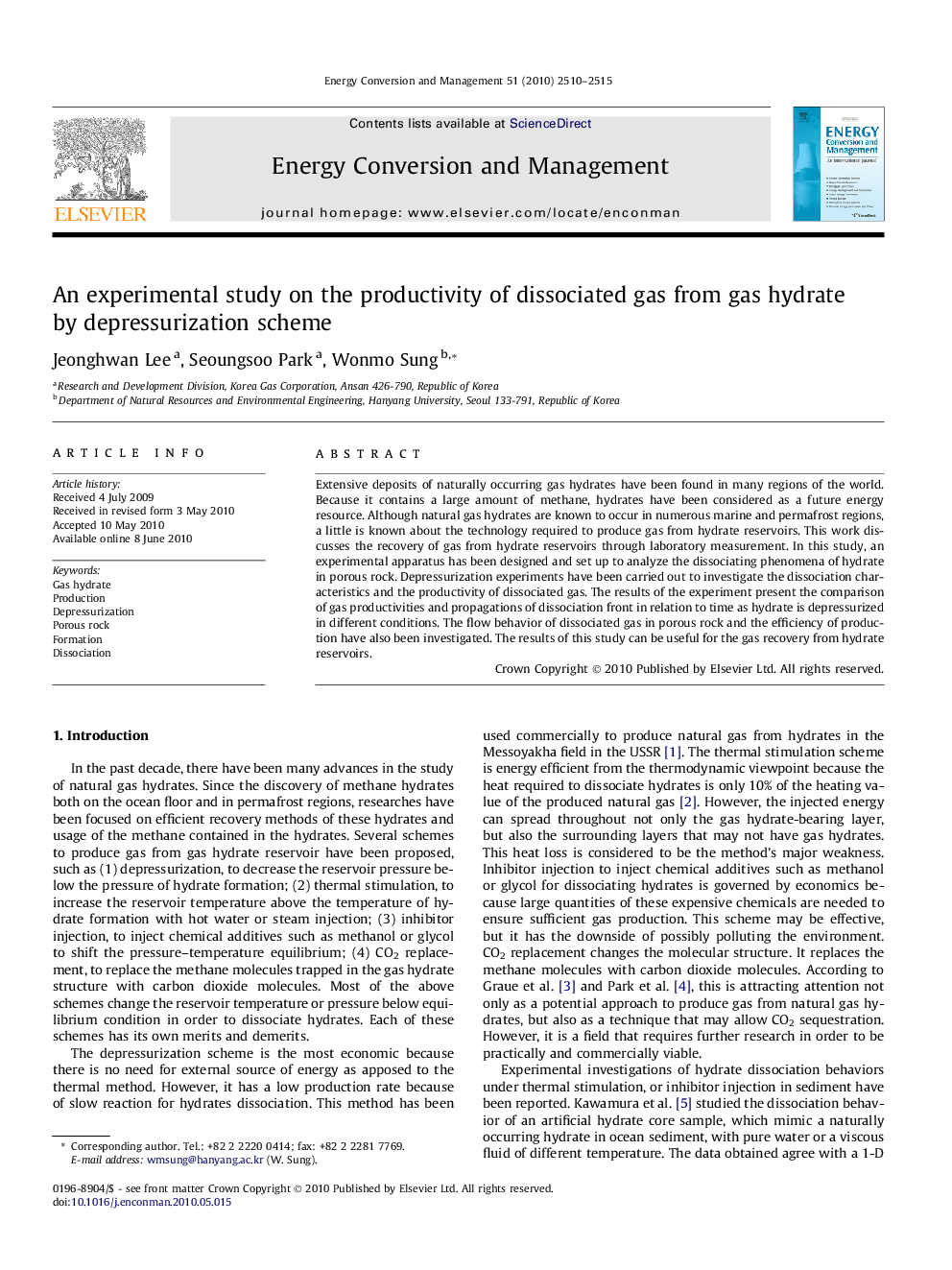 An experimental study on the productivity of dissociated gas from gas hydrate by depressurization scheme