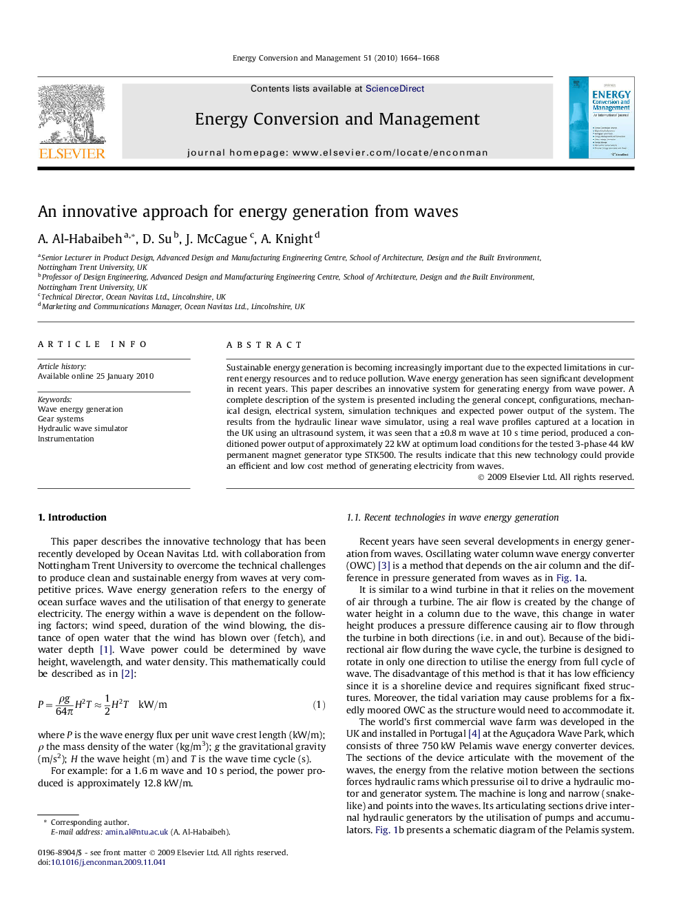 An innovative approach for energy generation from waves