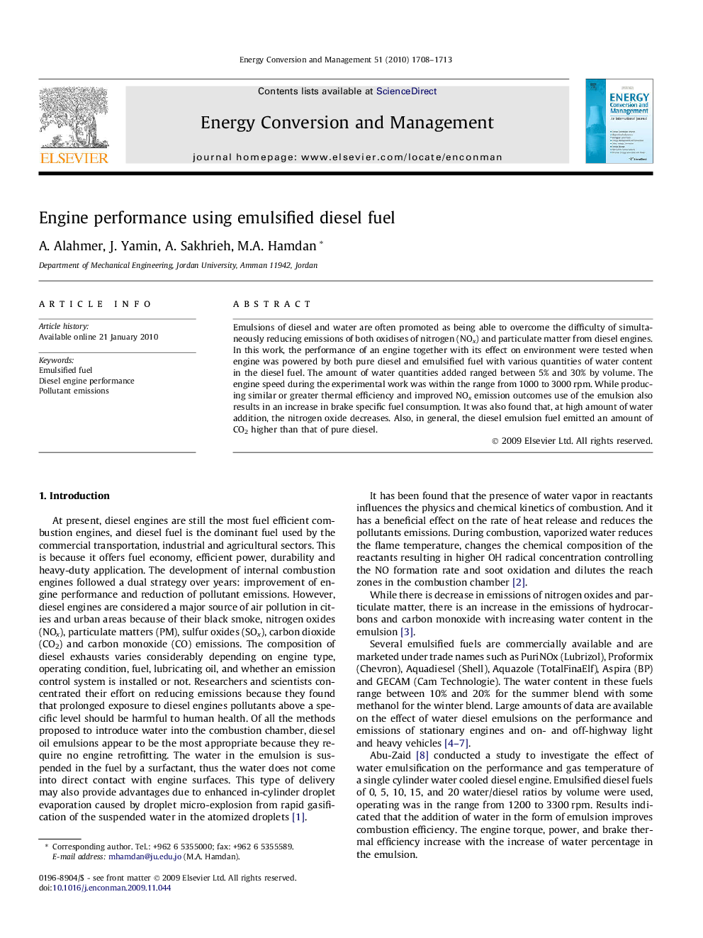 Engine performance using emulsified diesel fuel