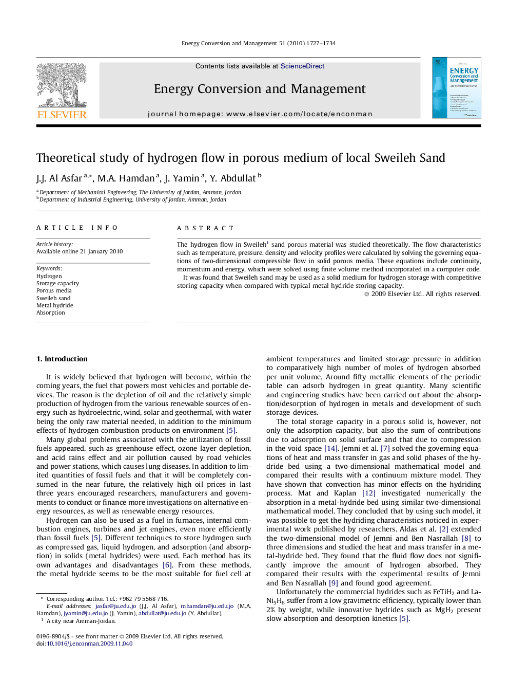 Theoretical study of hydrogen flow in porous medium of local Sweileh Sand