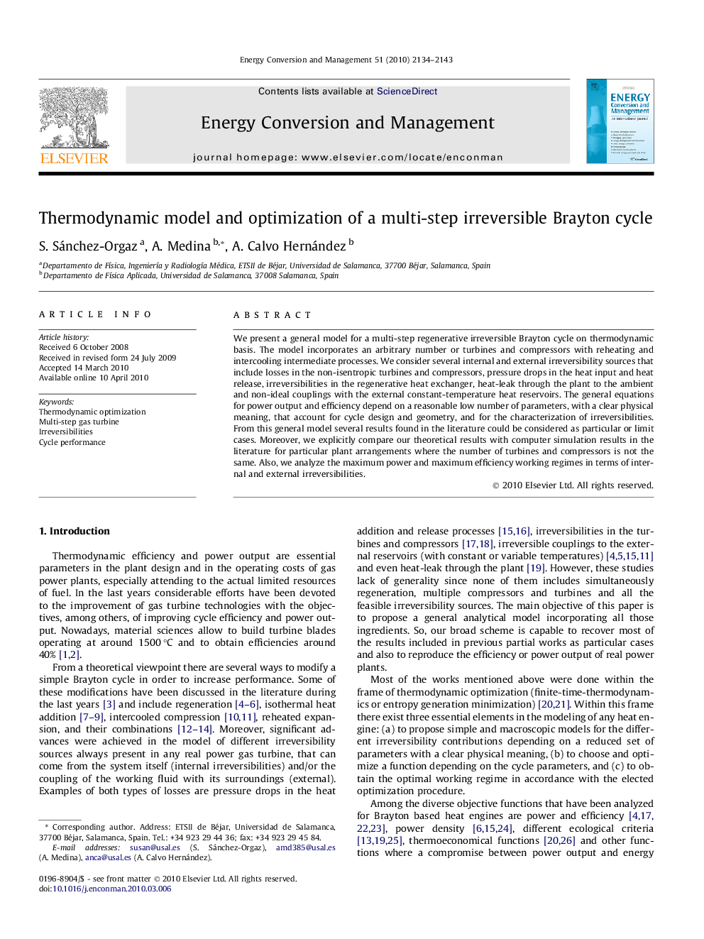 Thermodynamic model and optimization of a multi-step irreversible Brayton cycle