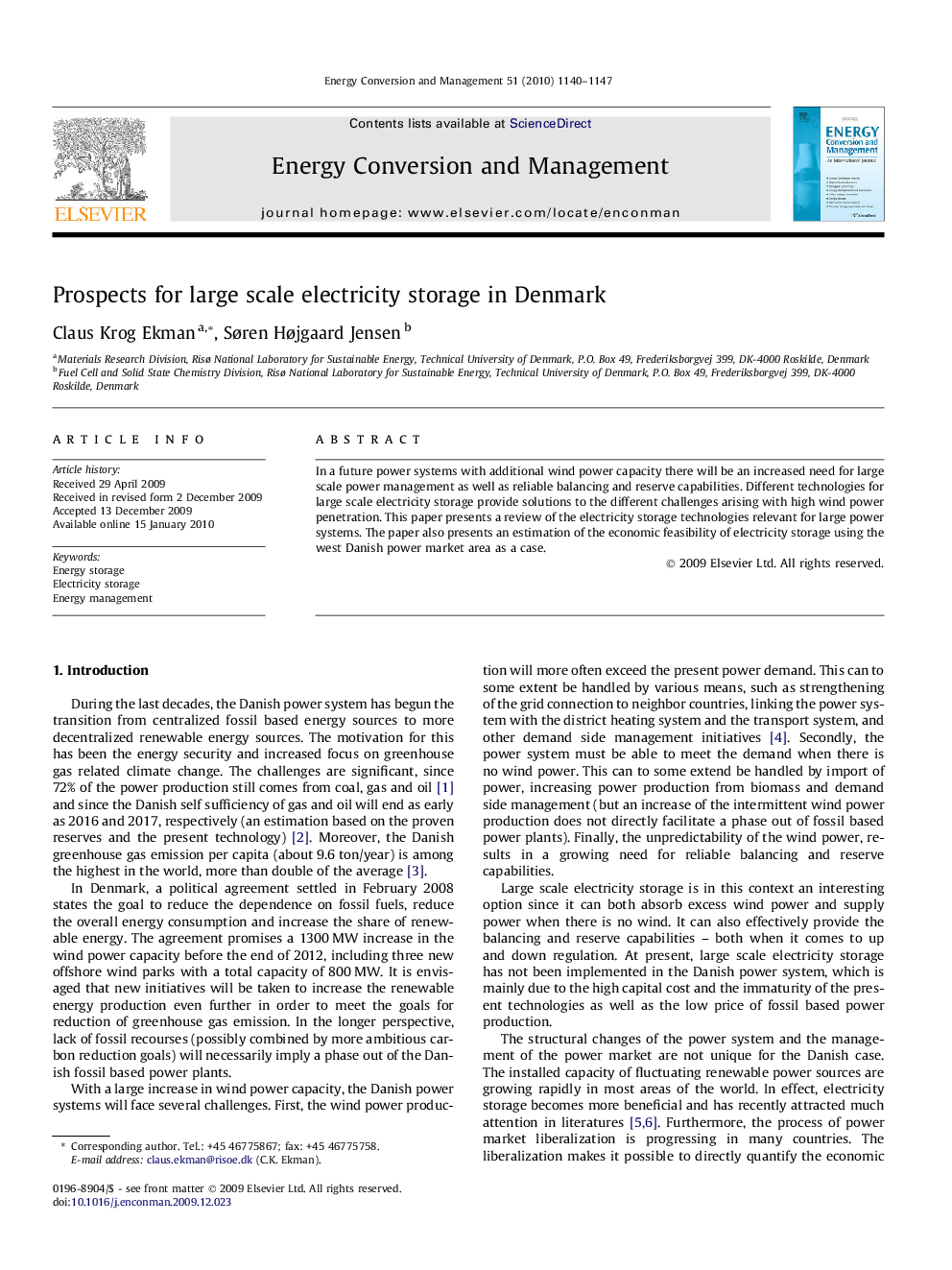 Prospects for large scale electricity storage in Denmark