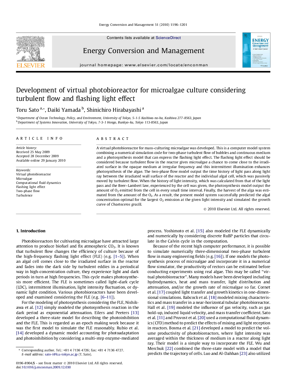 Development of virtual photobioreactor for microalgae culture considering turbulent flow and flashing light effect