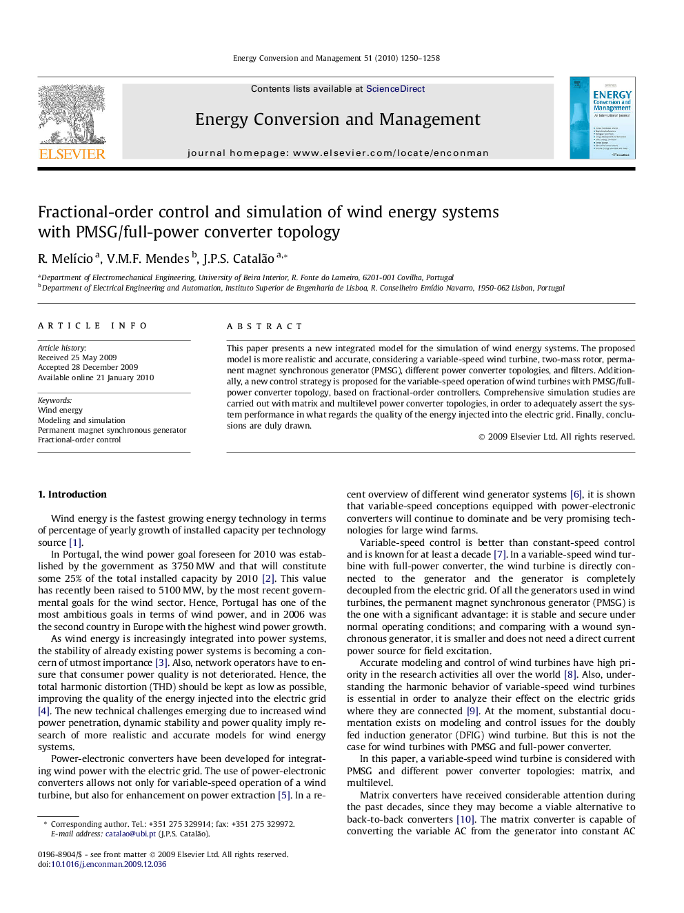 Fractional-order control and simulation of wind energy systems with PMSG/full-power converter topology