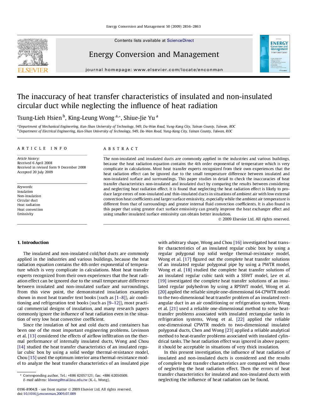 The inaccuracy of heat transfer characteristics of insulated and non-insulated circular duct while neglecting the influence of heat radiation