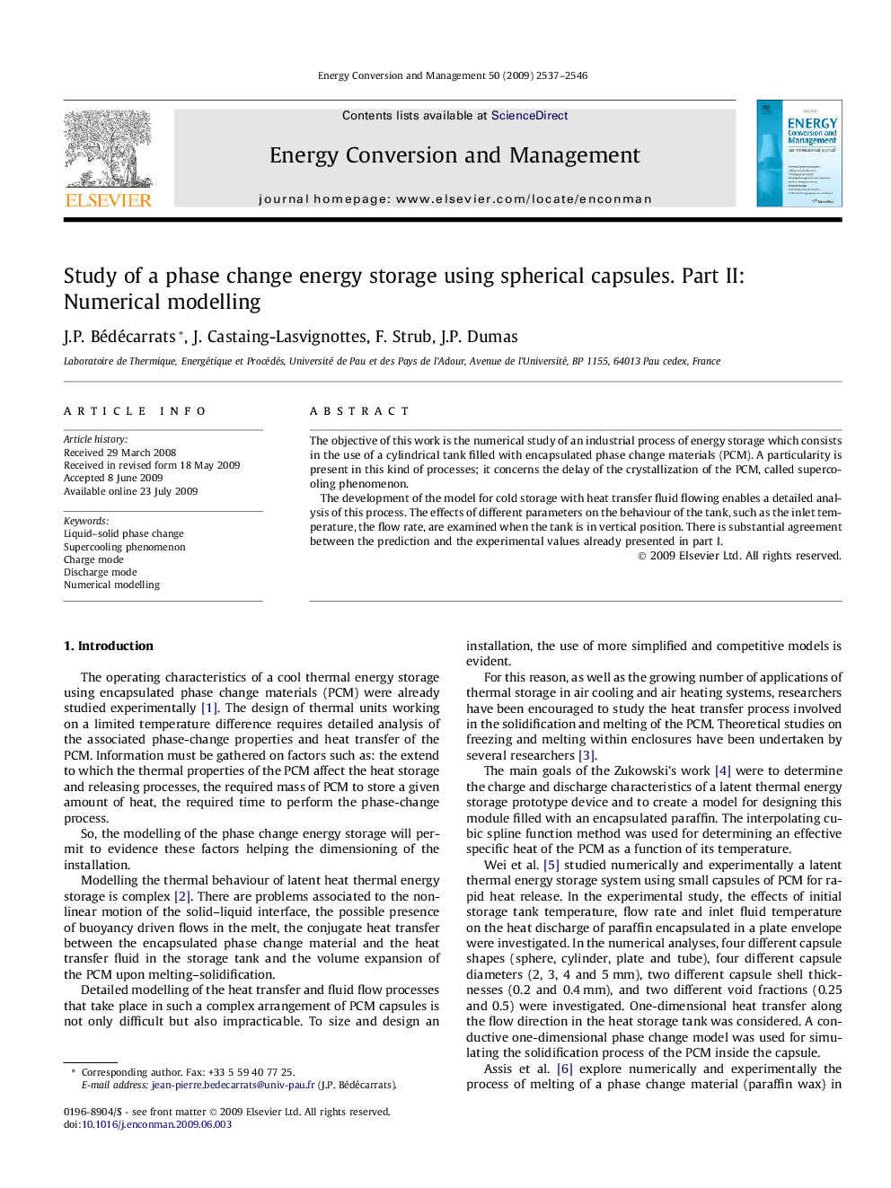 Study of a phase change energy storage using spherical capsules. Part II: Numerical modelling