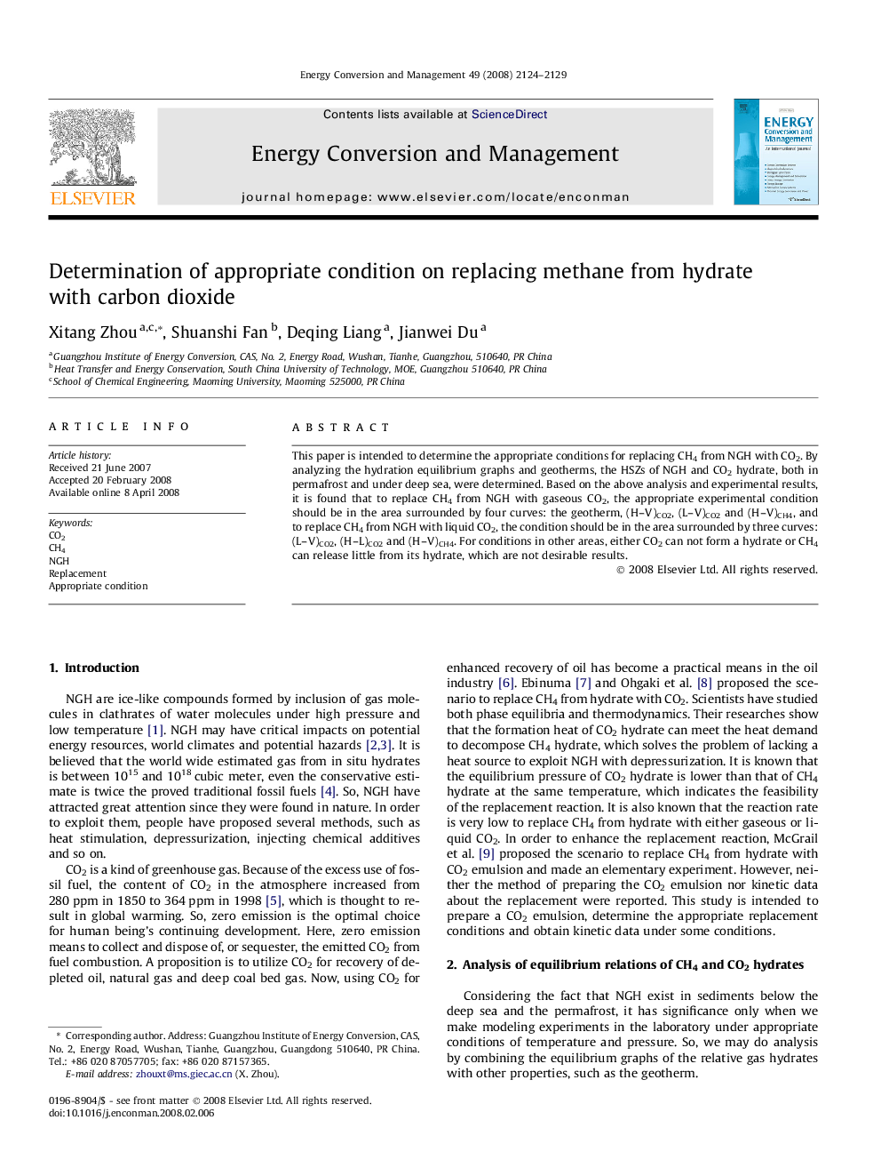 Determination of appropriate condition on replacing methane from hydrate with carbon dioxide