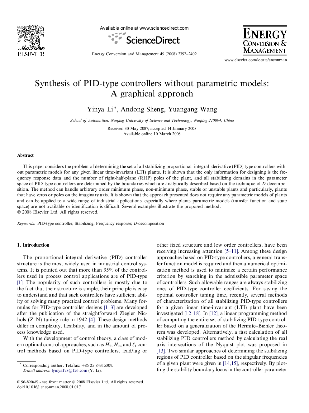 Synthesis of PID-type controllers without parametric models: A graphical approach