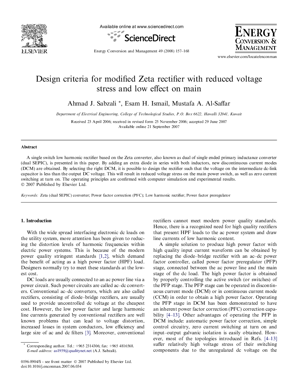 Design criteria for modified Zeta rectifier with reduced voltage stress and low effect on main