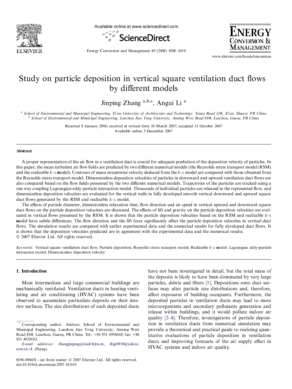 Study on particle deposition in vertical square ventilation duct flows by different models