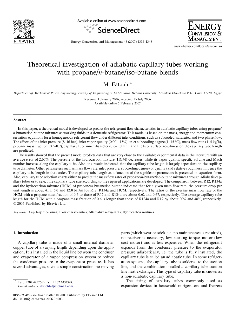 Theoretical investigation of adiabatic capillary tubes working with propane/n-butane/iso-butane blends