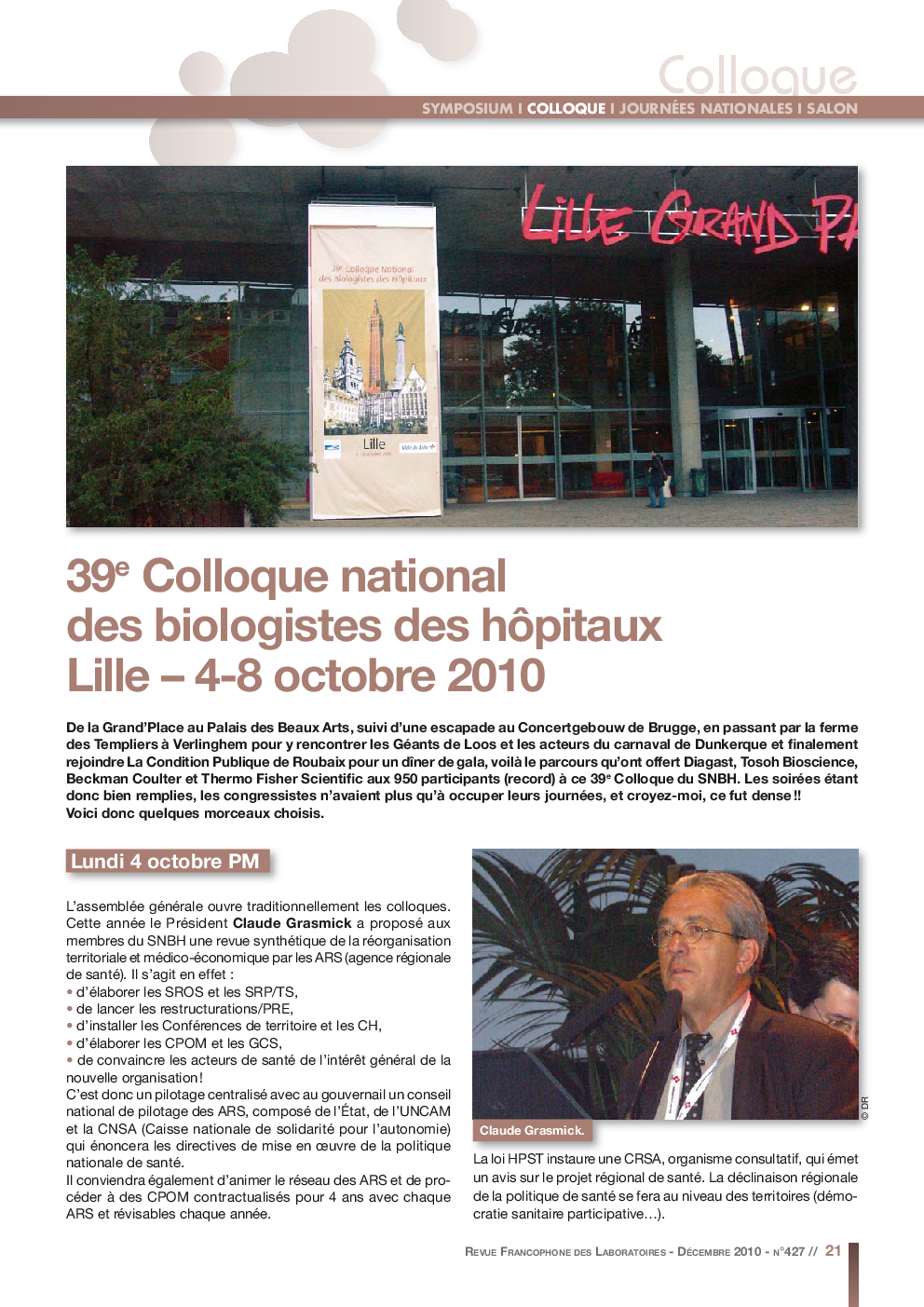 عکس صفحه اول مقاله: 39e Colloque national des biologistes des hôpitaux 39e Colloque national des biologistes des hôpitaux