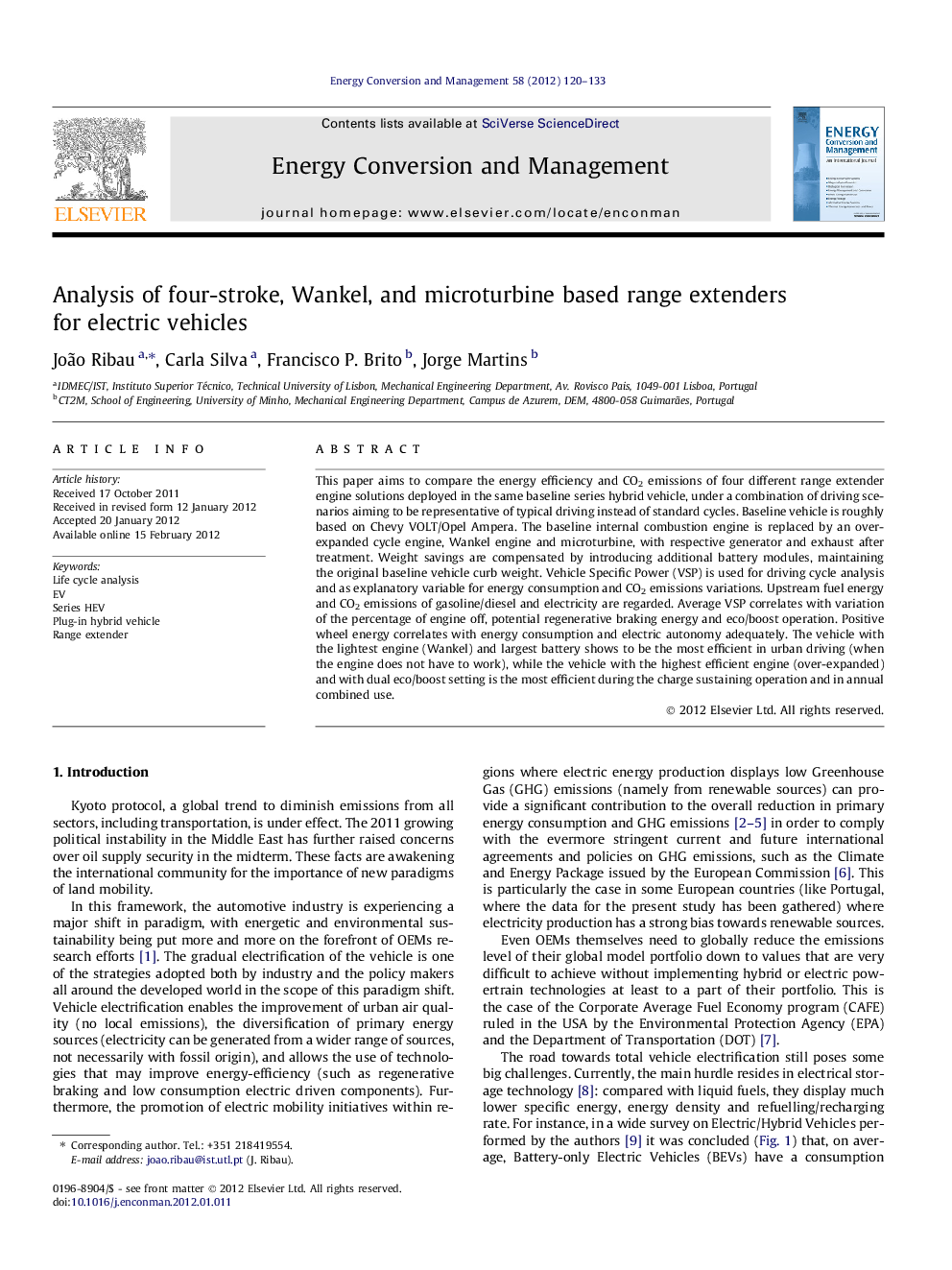 Analysis of four-stroke, Wankel, and microturbine based range extenders for electric vehicles