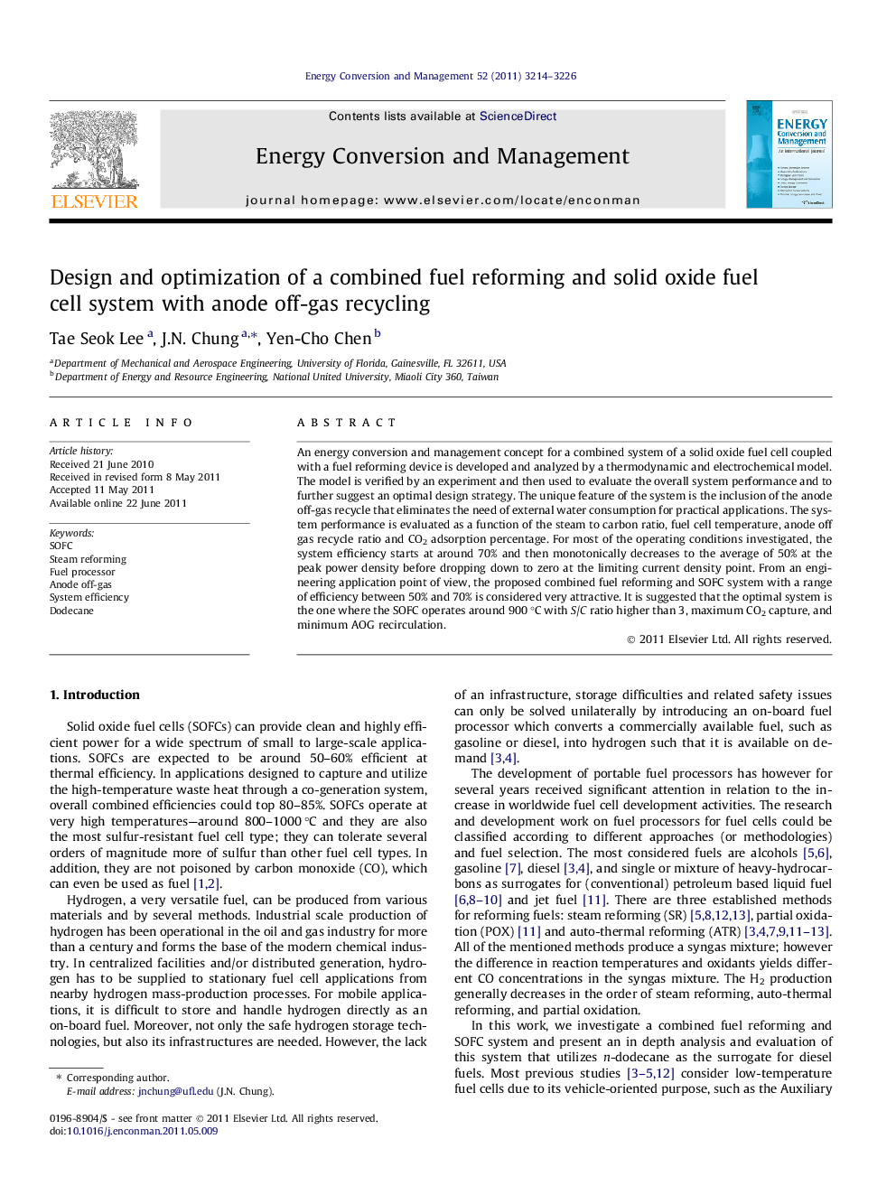 Design and optimization of a combined fuel reforming and solid oxide fuel cell system with anode off-gas recycling