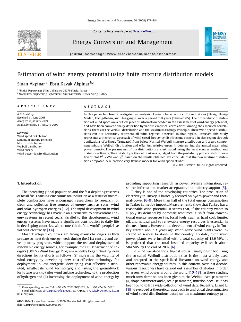 Estimation of wind energy potential using finite mixture distribution models