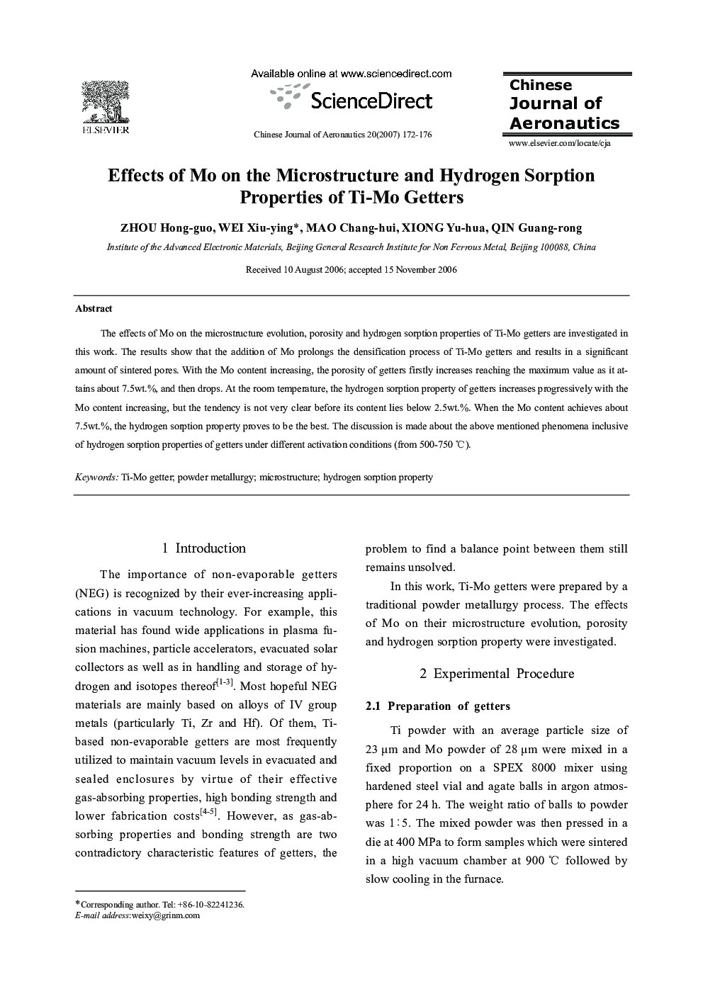 Effects of Mo on the Microstructure and Hydrogen Sorption Properties of Ti-Mo Getters