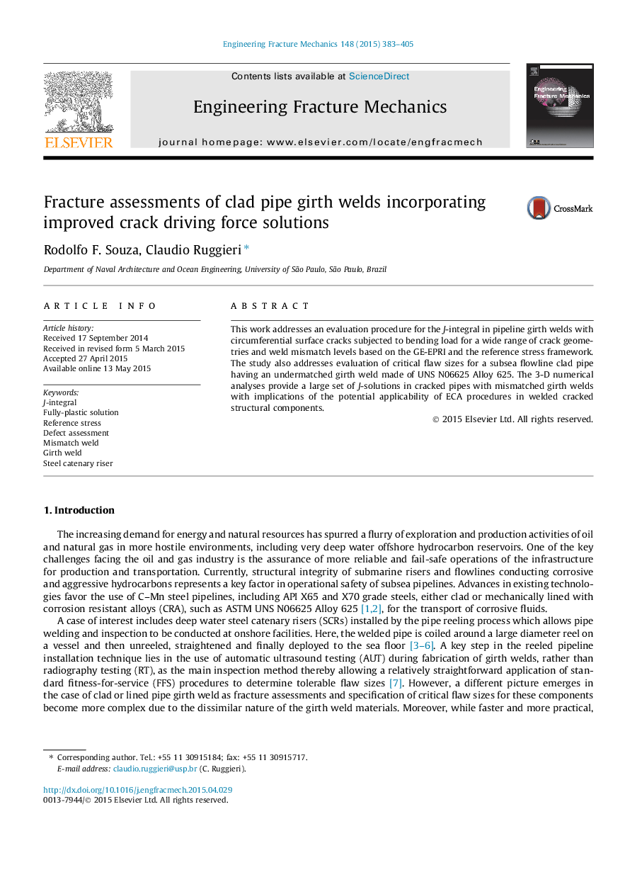 Fracture assessments of clad pipe girth welds incorporating improved crack driving force solutions