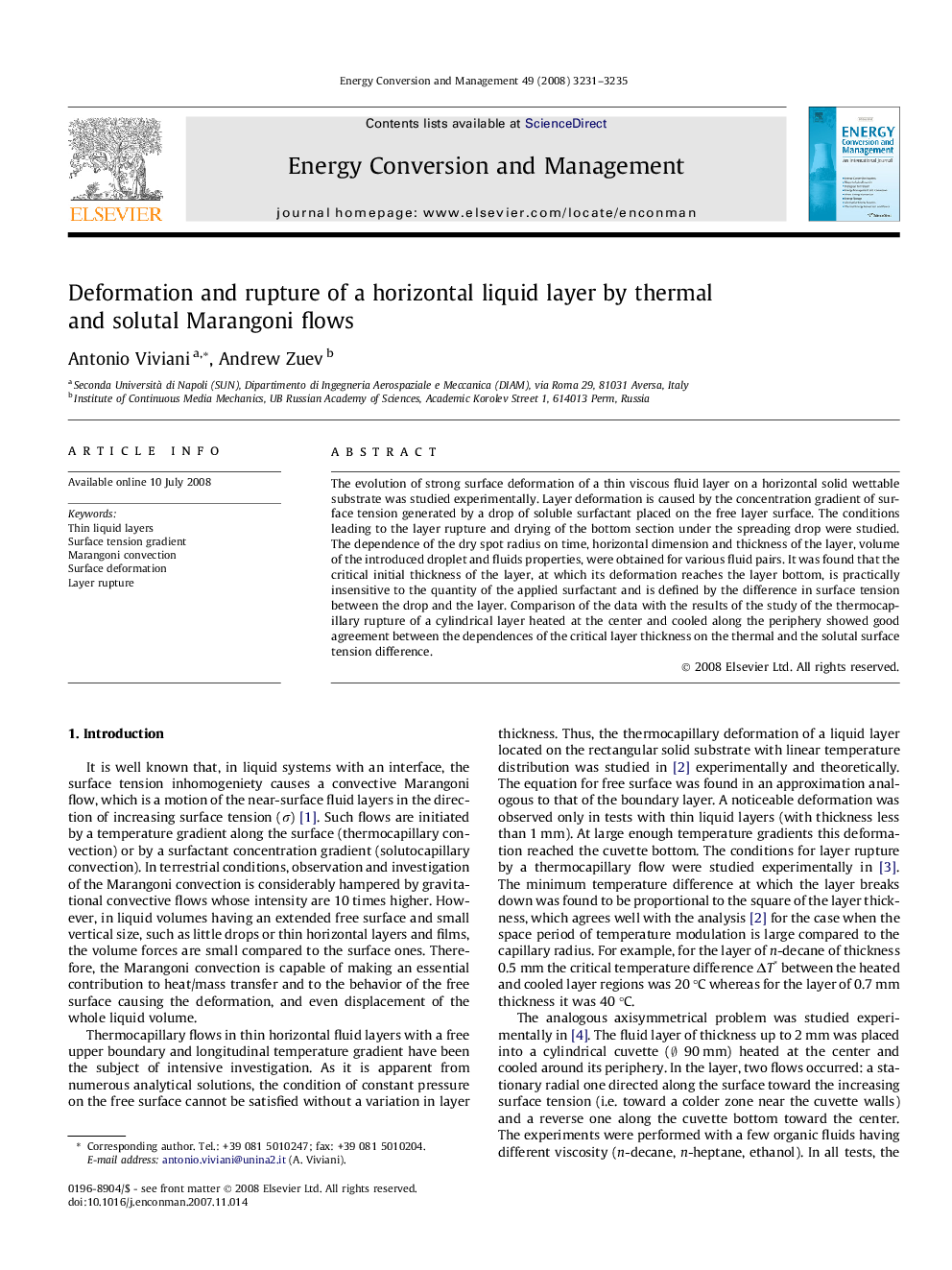 Deformation and rupture of a horizontal liquid layer by thermal and solutal Marangoni flows