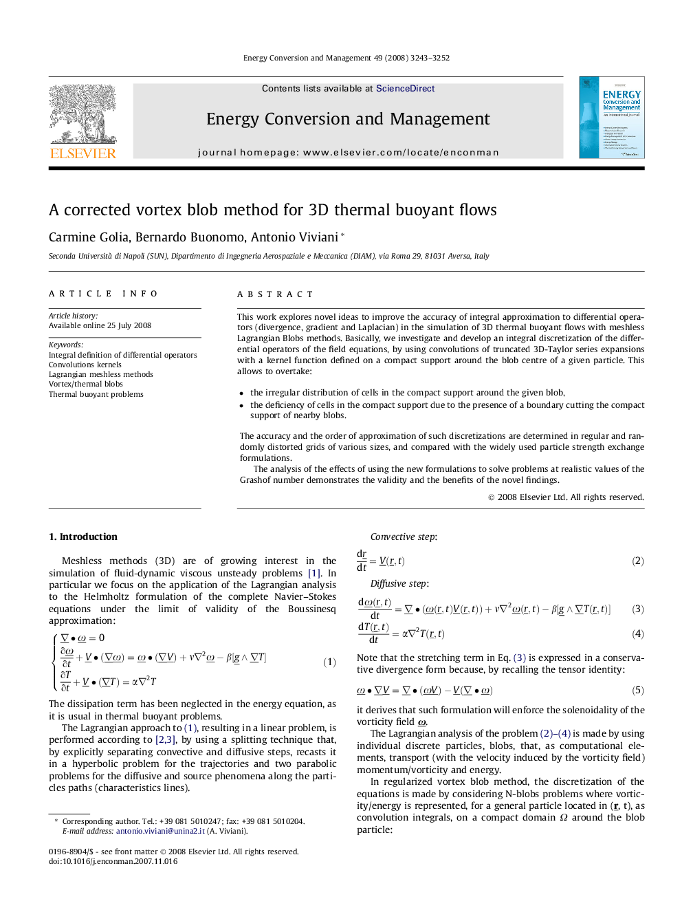 A corrected vortex blob method for 3D thermal buoyant flows