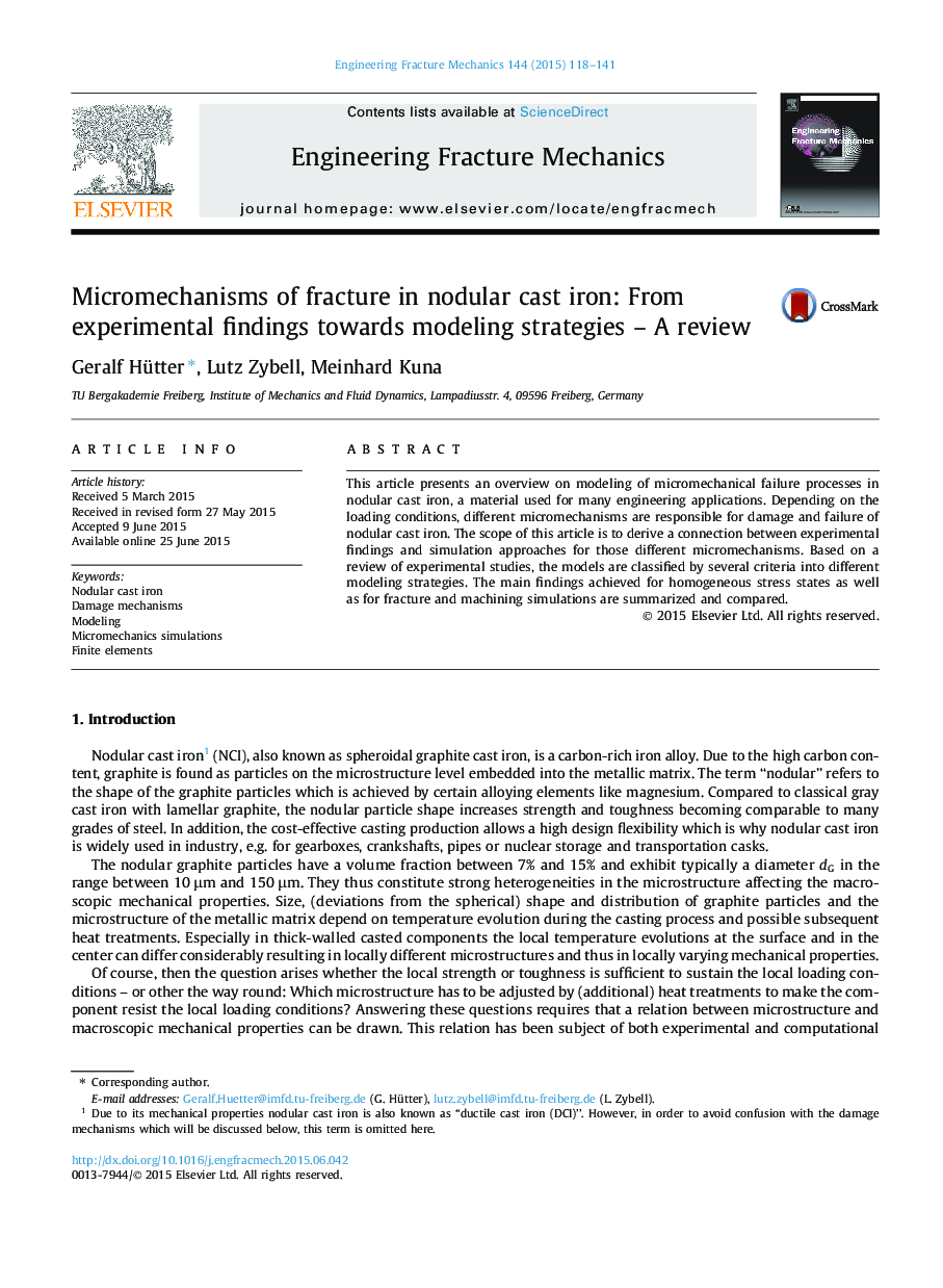 Micromechanisms of fracture in nodular cast iron: From experimental findings towards modeling strategies – A review