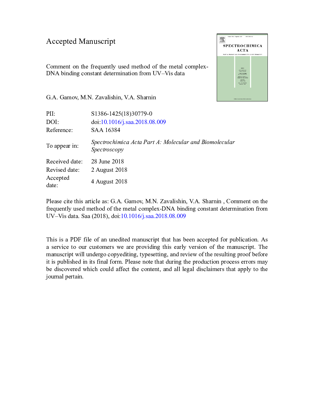 Comment on the frequently used method of the metal complex-DNA binding constant determination from UV-Vis data