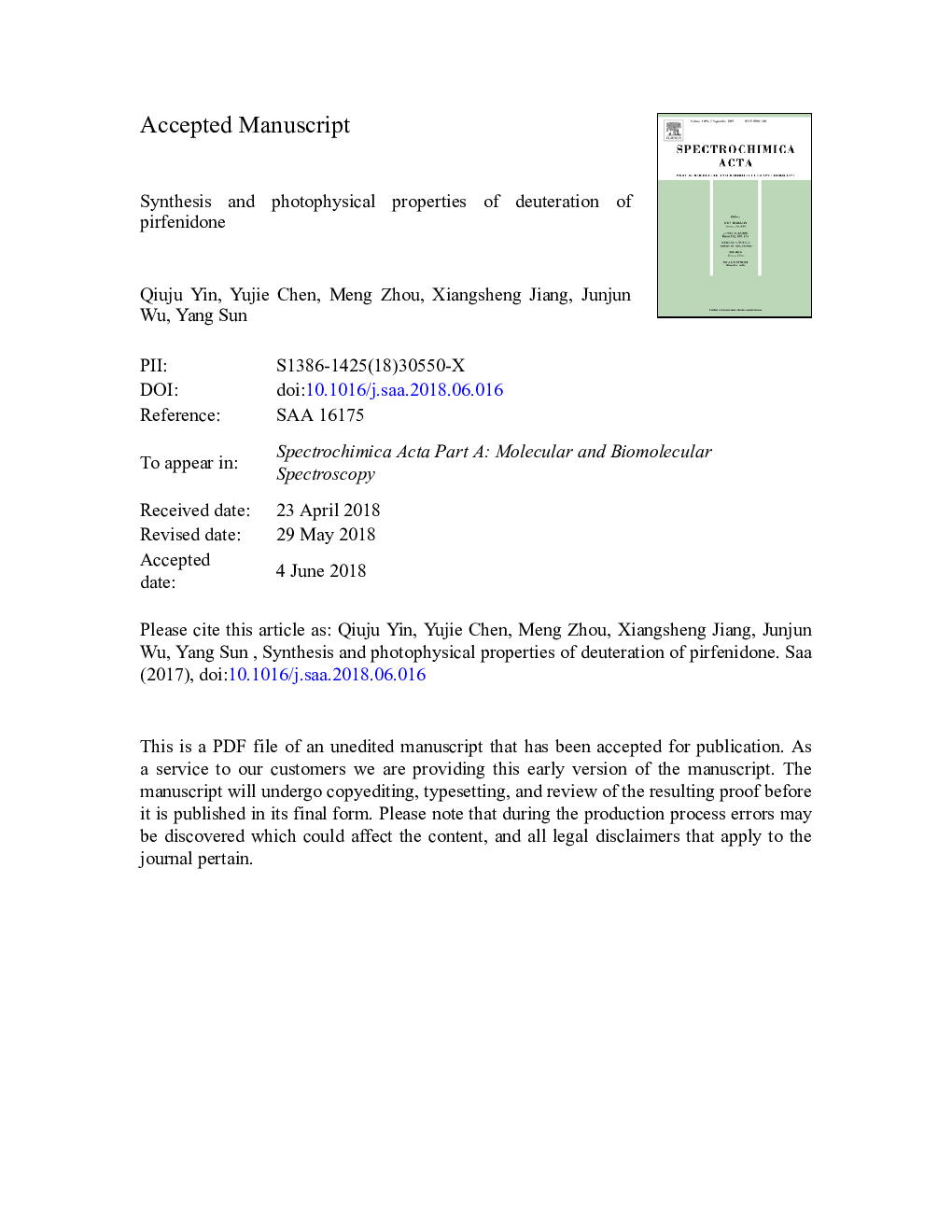 Synthesis and photophysical properties of deuteration of pirfenidone