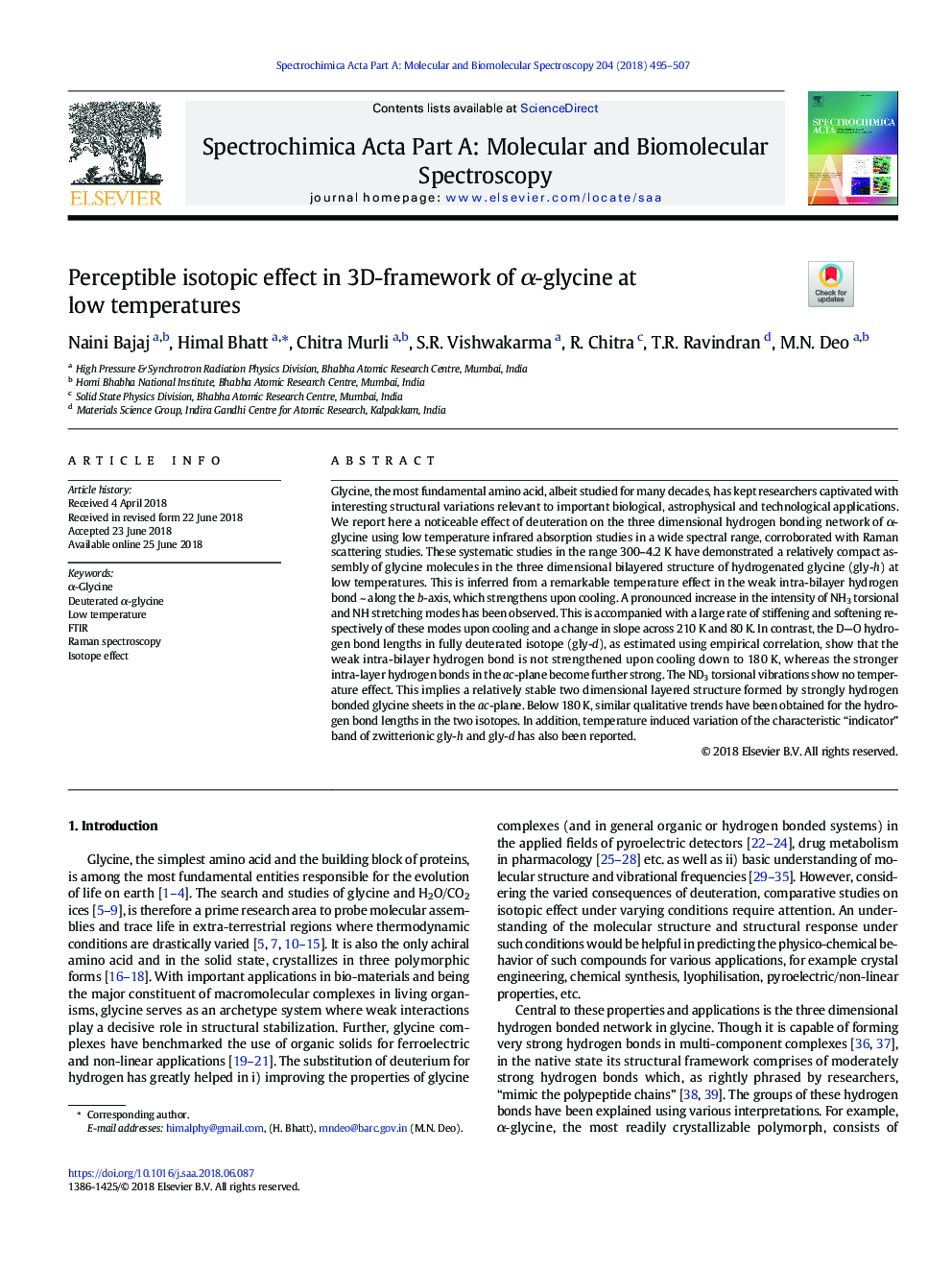 Perceptible isotopic effect in 3D-framework of Î±-glycine at low temperatures