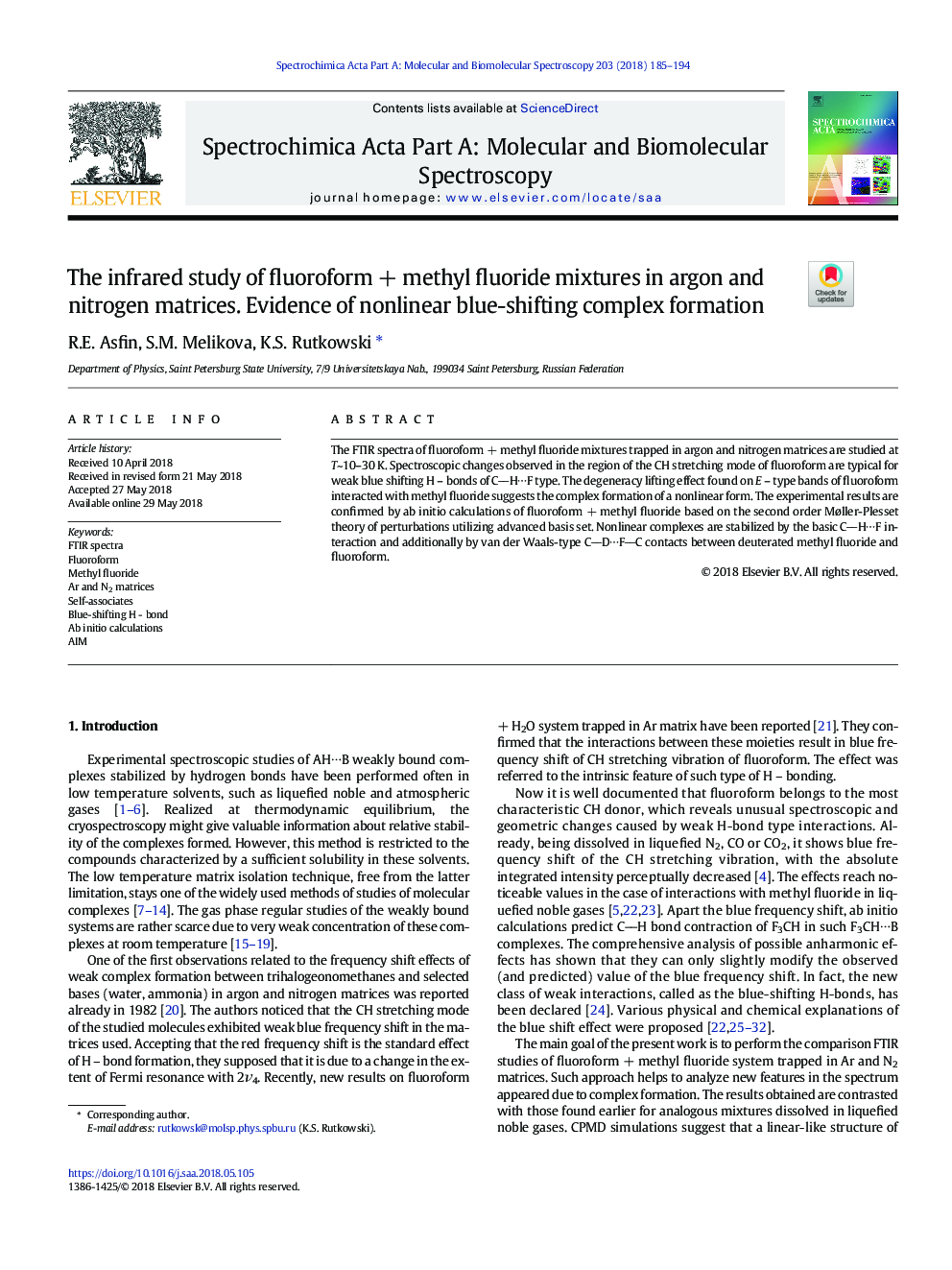 The infrared study of fluoroformâ¯+â¯methyl fluoride mixtures in argon and nitrogen matrices. Evidence of nonlinear blue-shifting complex formation