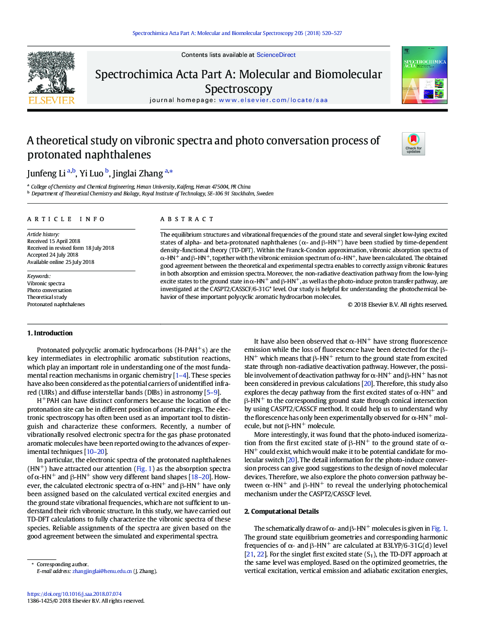 A theoretical study on vibronic spectra and photo conversation process of protonated naphthalenes