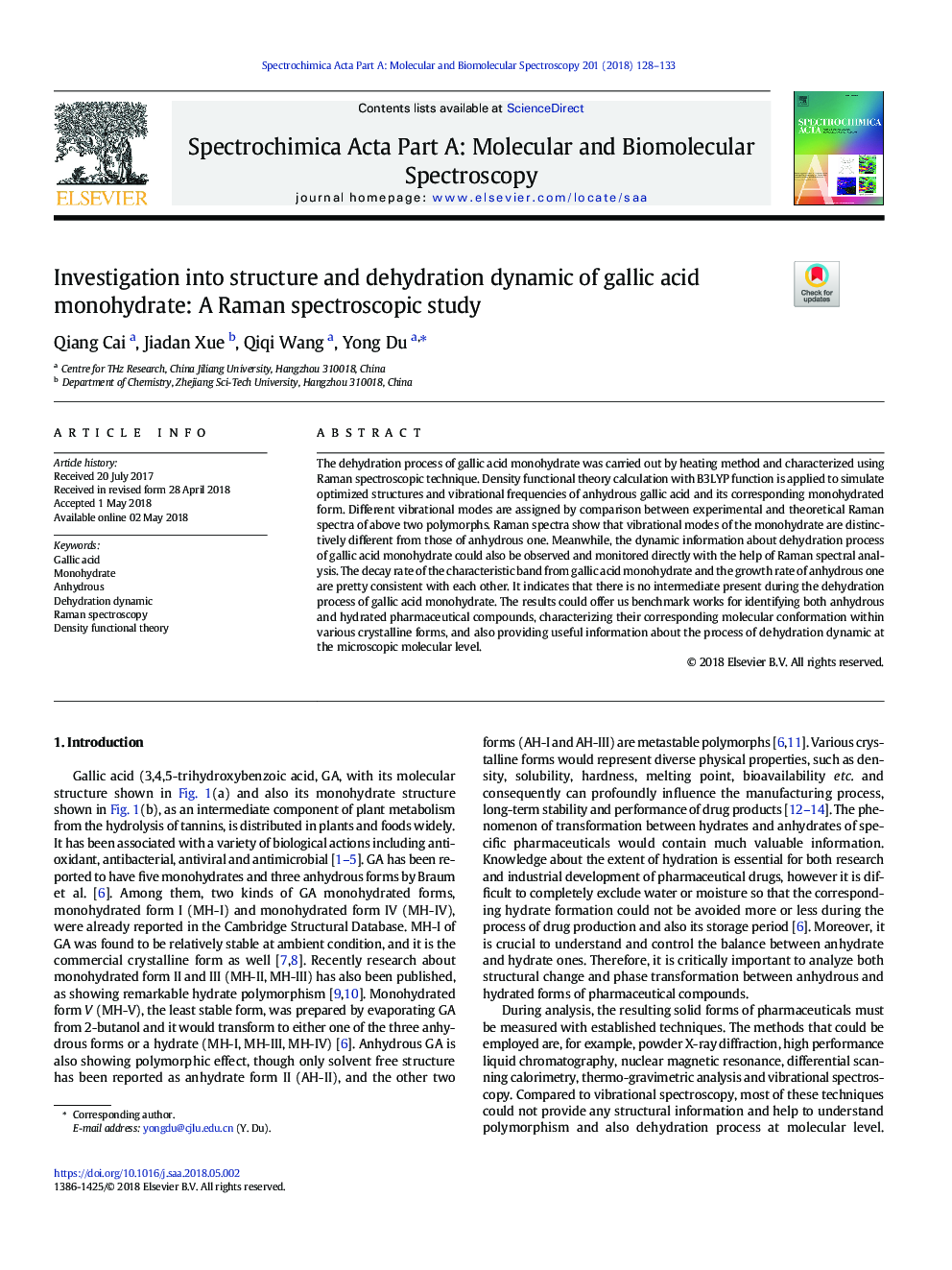 بررسی ساختار و پراکندگی آب و هوای مونوهیدرات گالیم اسید: مطالعه طیف سنجی رامان 