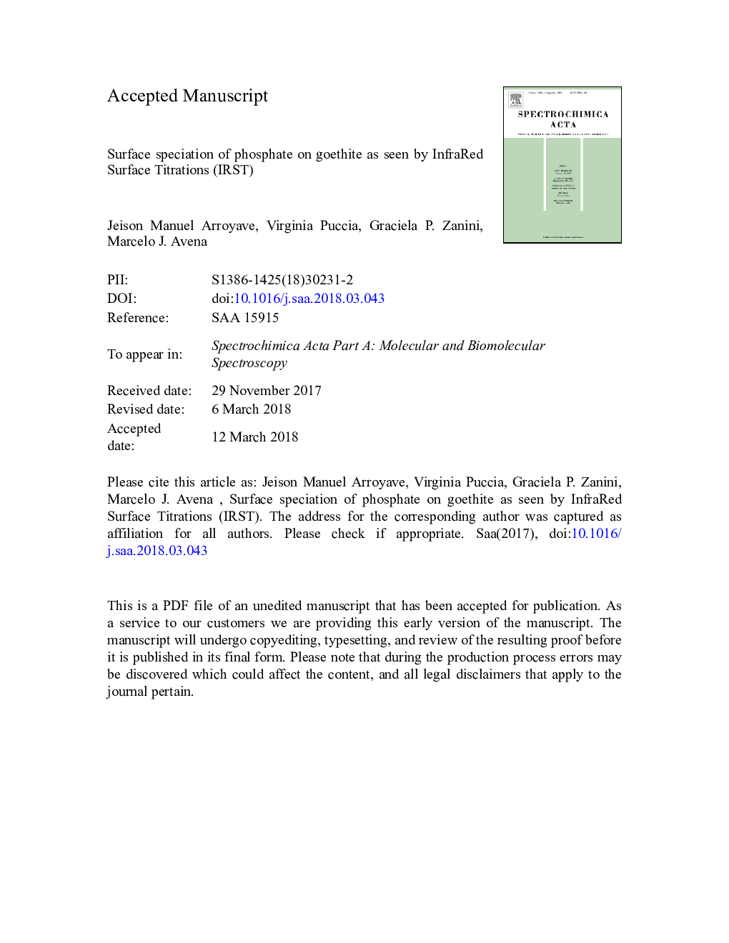 Surface speciation of phosphate on goethite as seen by InfraRed Surface Titrations (IRST)