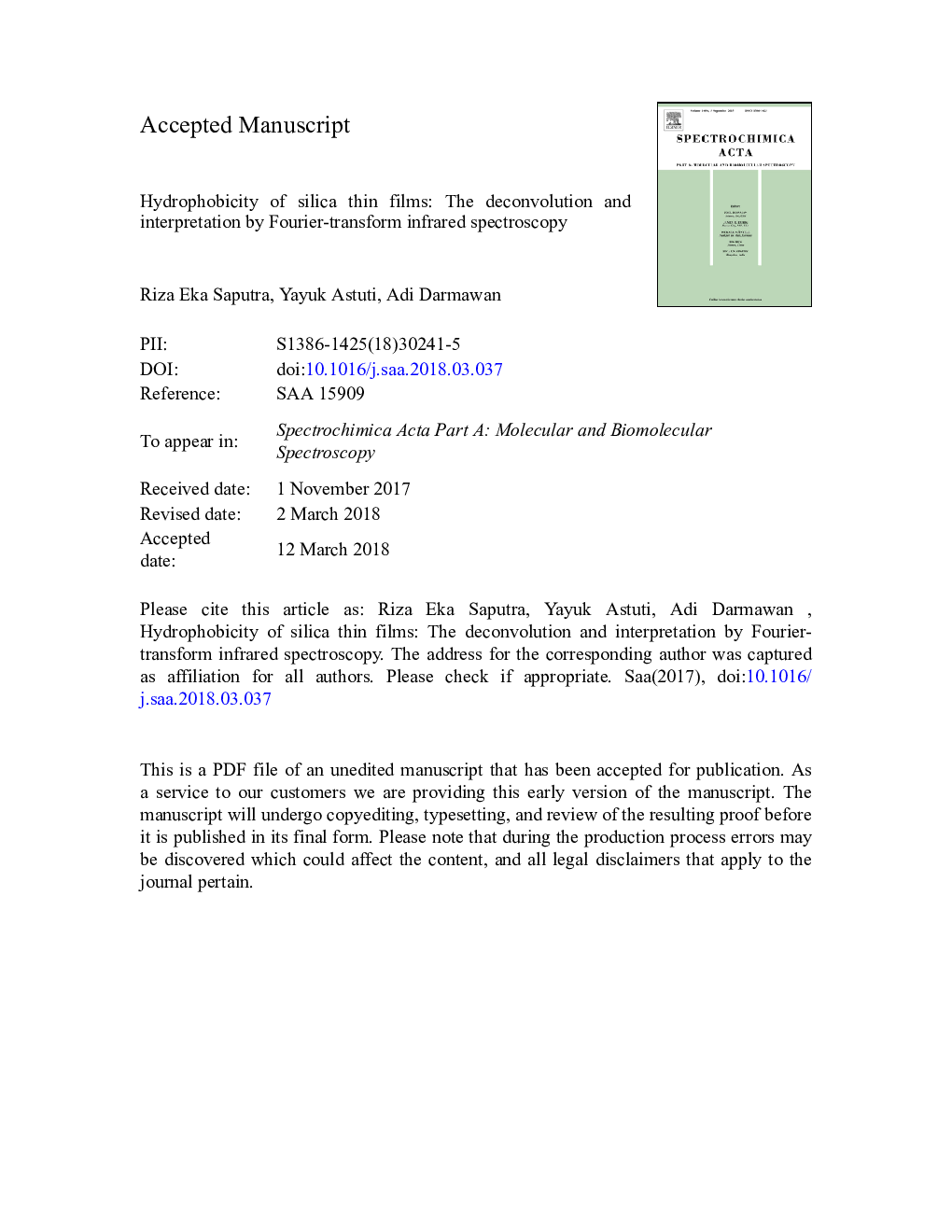 Hydrophobicity of silica thin films: The deconvolution and interpretation by Fourier-transform infrared spectroscopy