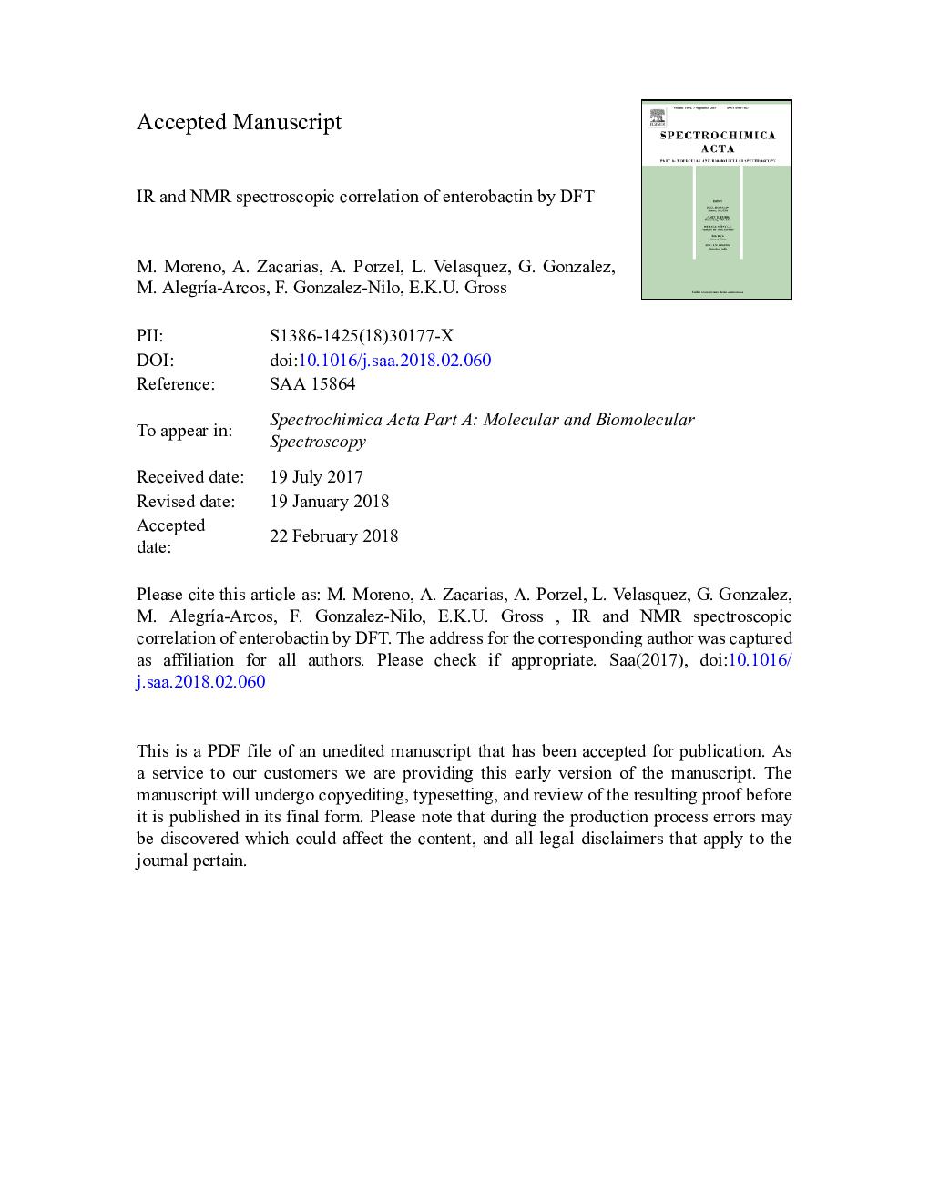 IR and NMR spectroscopic correlation of enterobactin by DFT