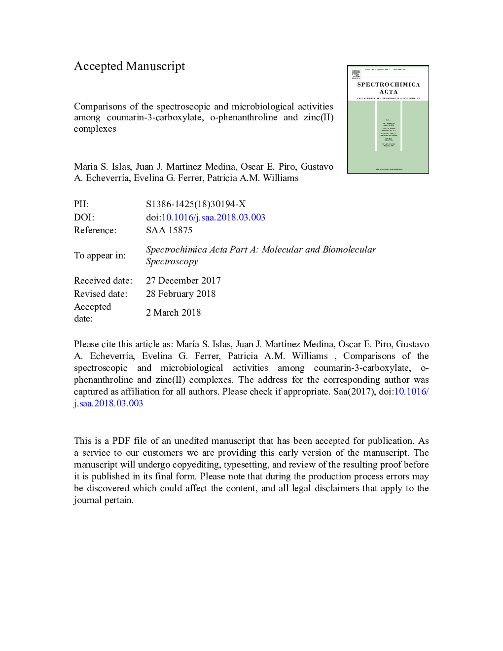 Comparisons of the spectroscopic and microbiological activities among coumarin-3-carboxylate, o-phenanthroline and zinc(II) complexes