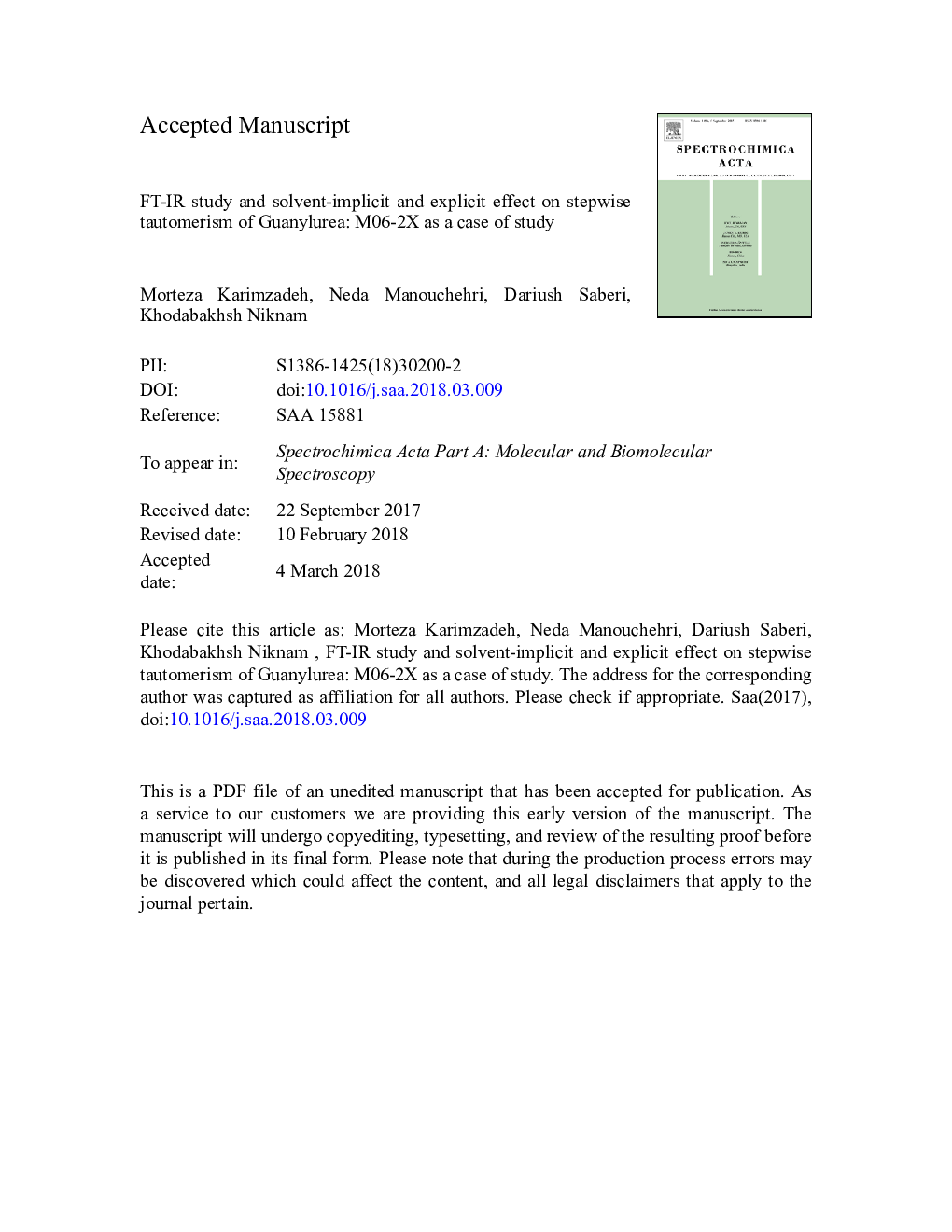 FT-IR study and solvent-implicit and explicit effect on stepwise tautomerism of Guanylurea: M06-2X as a case of study