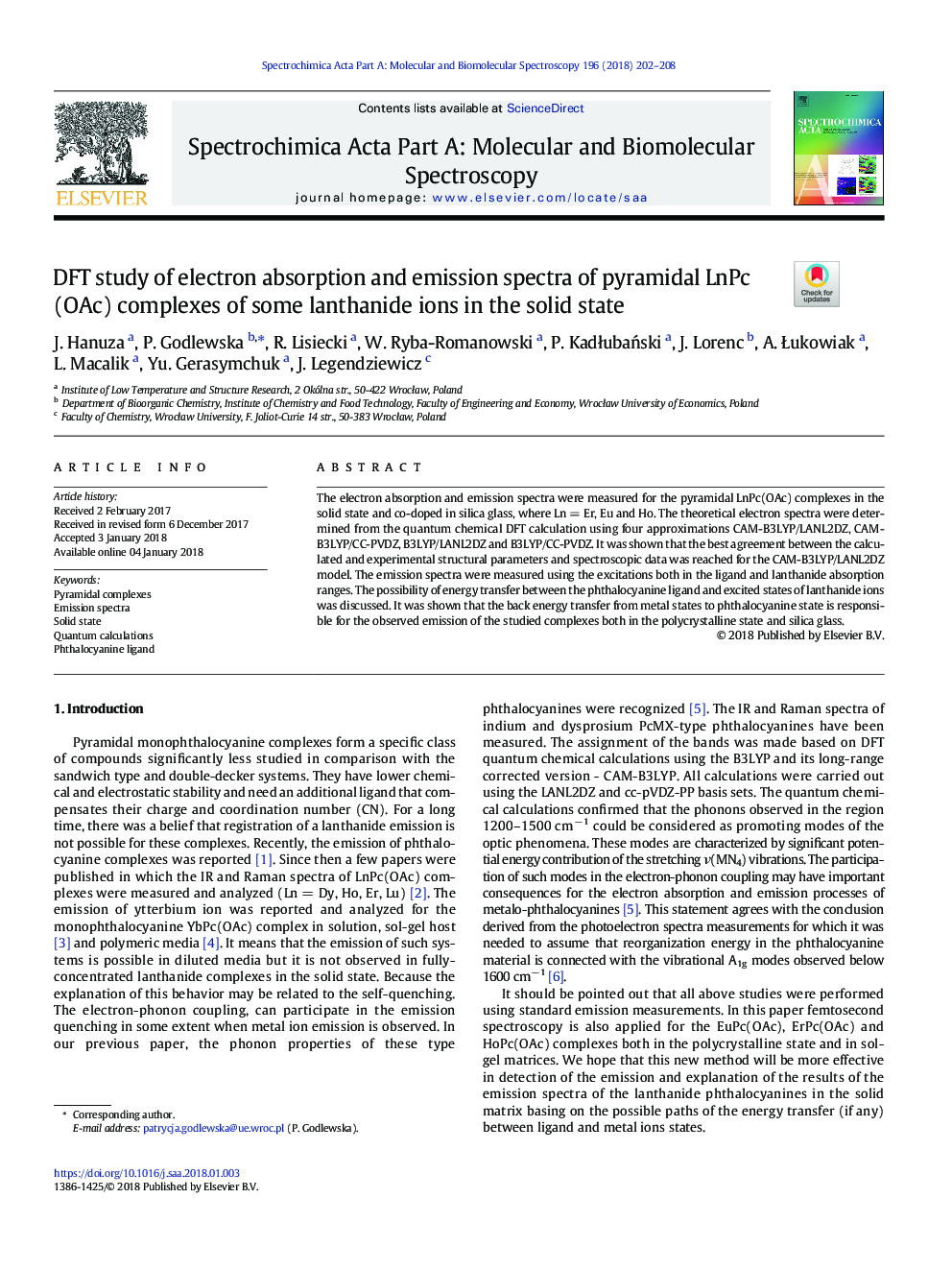 DFT study of electron absorption and emission spectra of pyramidal LnPc(OAc) complexes of some lanthanide ions in the solid state