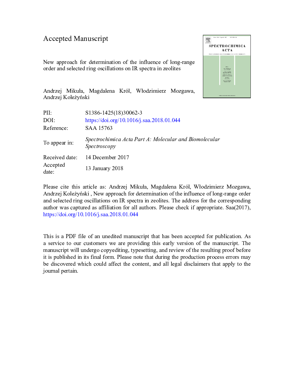 New approach for determination of the influence of long-range order and selected ring oscillations on IR spectra in zeolites