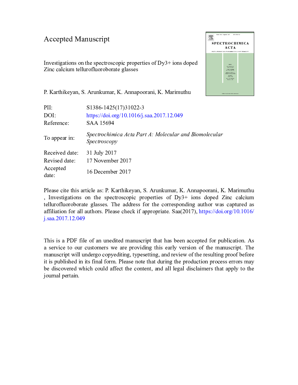 Investigations on the spectroscopic properties of Dy3Â + ions doped Zinc calcium tellurofluoroborate glasses