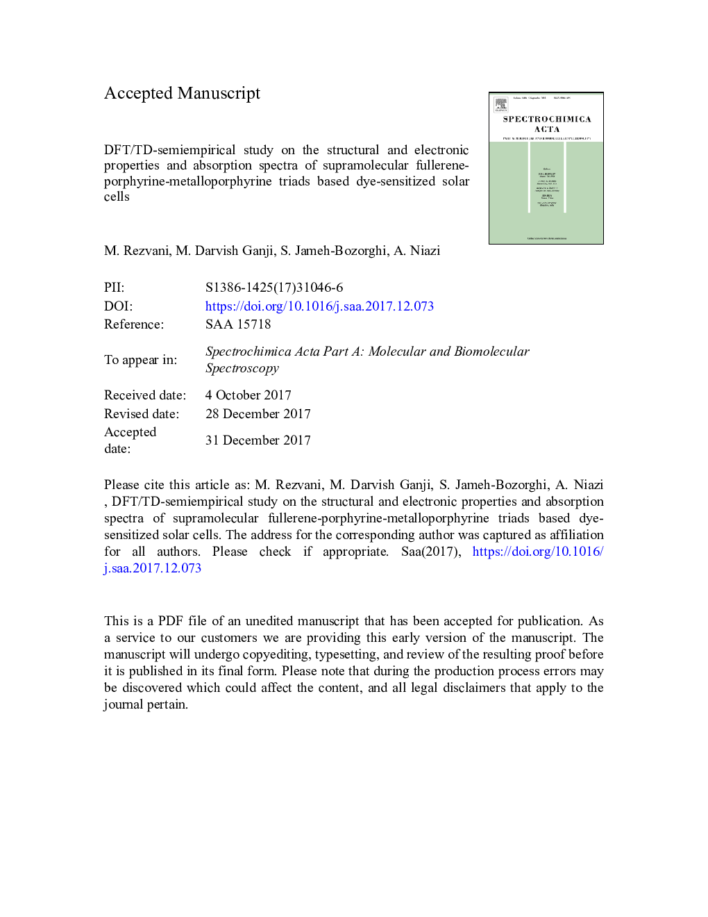 DFT/TD-semiempirical study on the structural and electronic properties and absorption spectra of supramolecular fullerene-porphyrine-metalloporphyrine triads based dye-sensitized solar cells