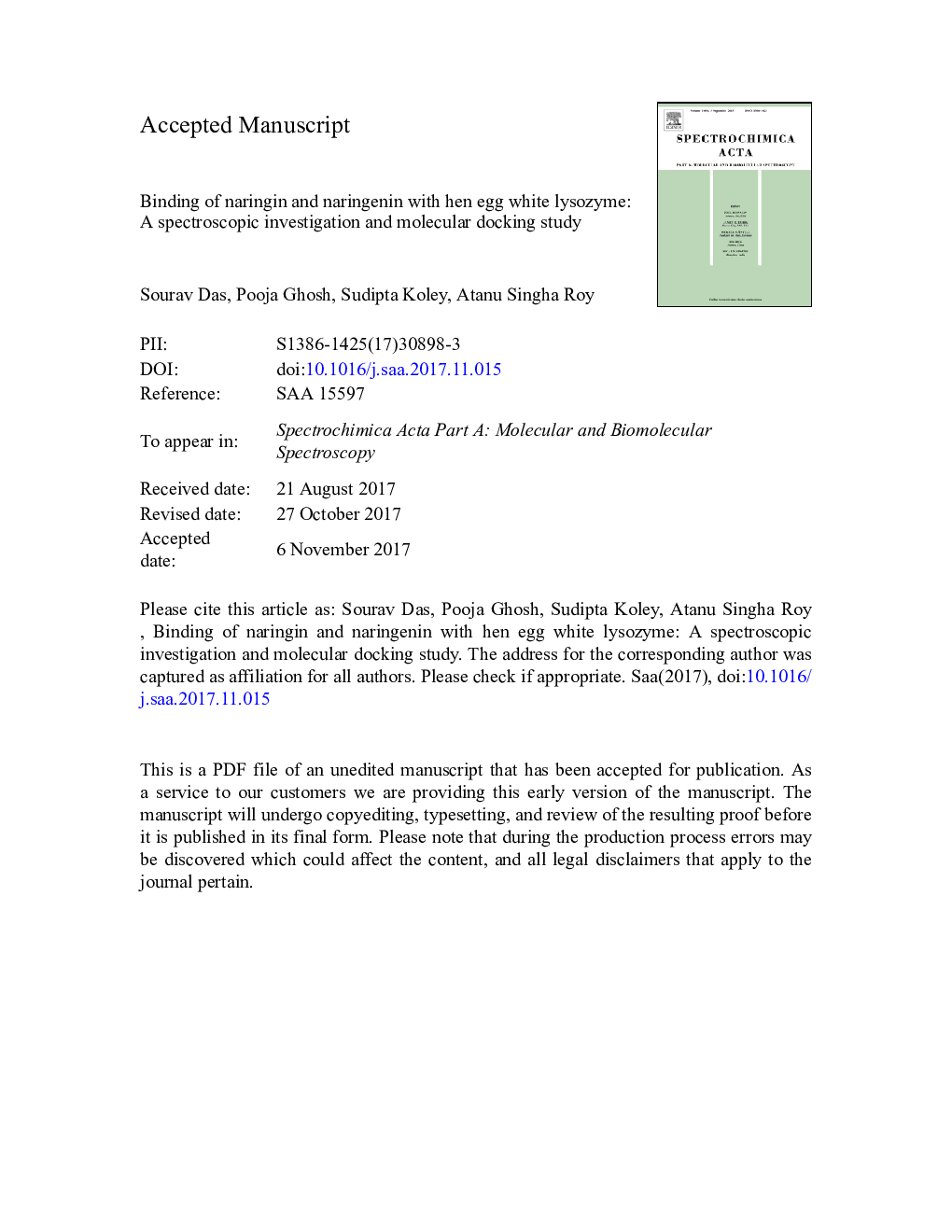 Binding of naringin and naringenin with hen egg white lysozyme: A spectroscopic investigation and molecular docking study