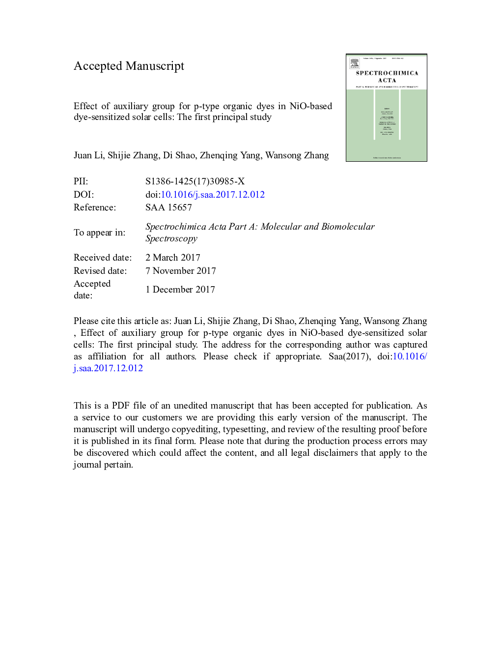 Effect of auxiliary group for p-type organic dyes in NiO-based dye-sensitized solar cells: The first principal study