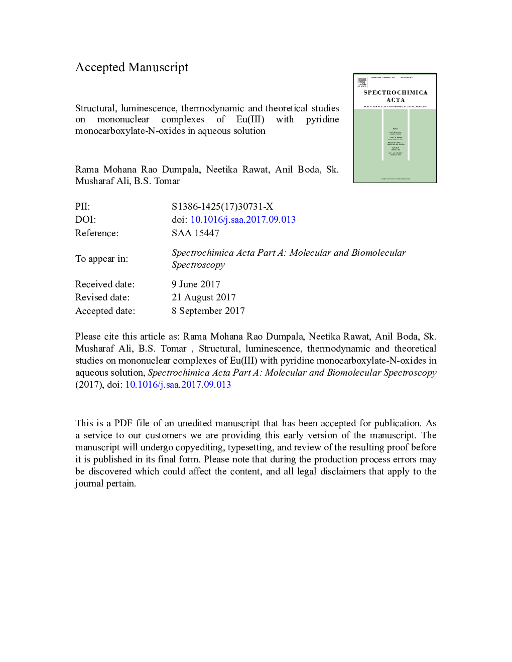 Structural, luminescence, thermodynamic and theoretical studies on mononuclear complexes of Eu(III) with pyridine monocarboxylate-N-oxides in aqueous solution