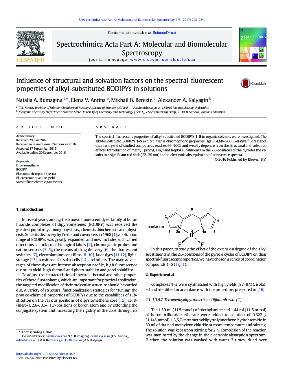 Influence of structural and solvation factors on the spectral-fluorescent properties of alkyl-substituted BODIPYs in solutions