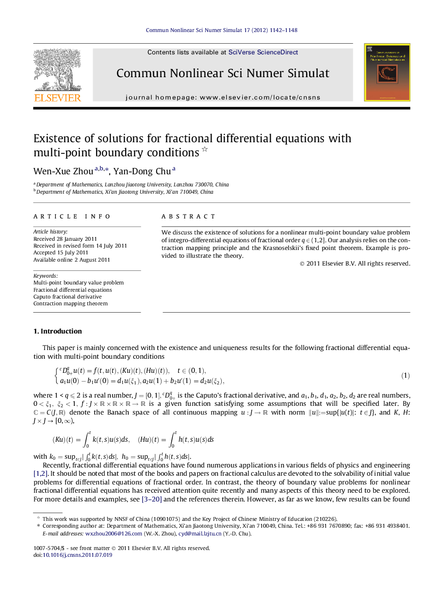 Existence of solutions for fractional differential equations with multi-point boundary conditions 