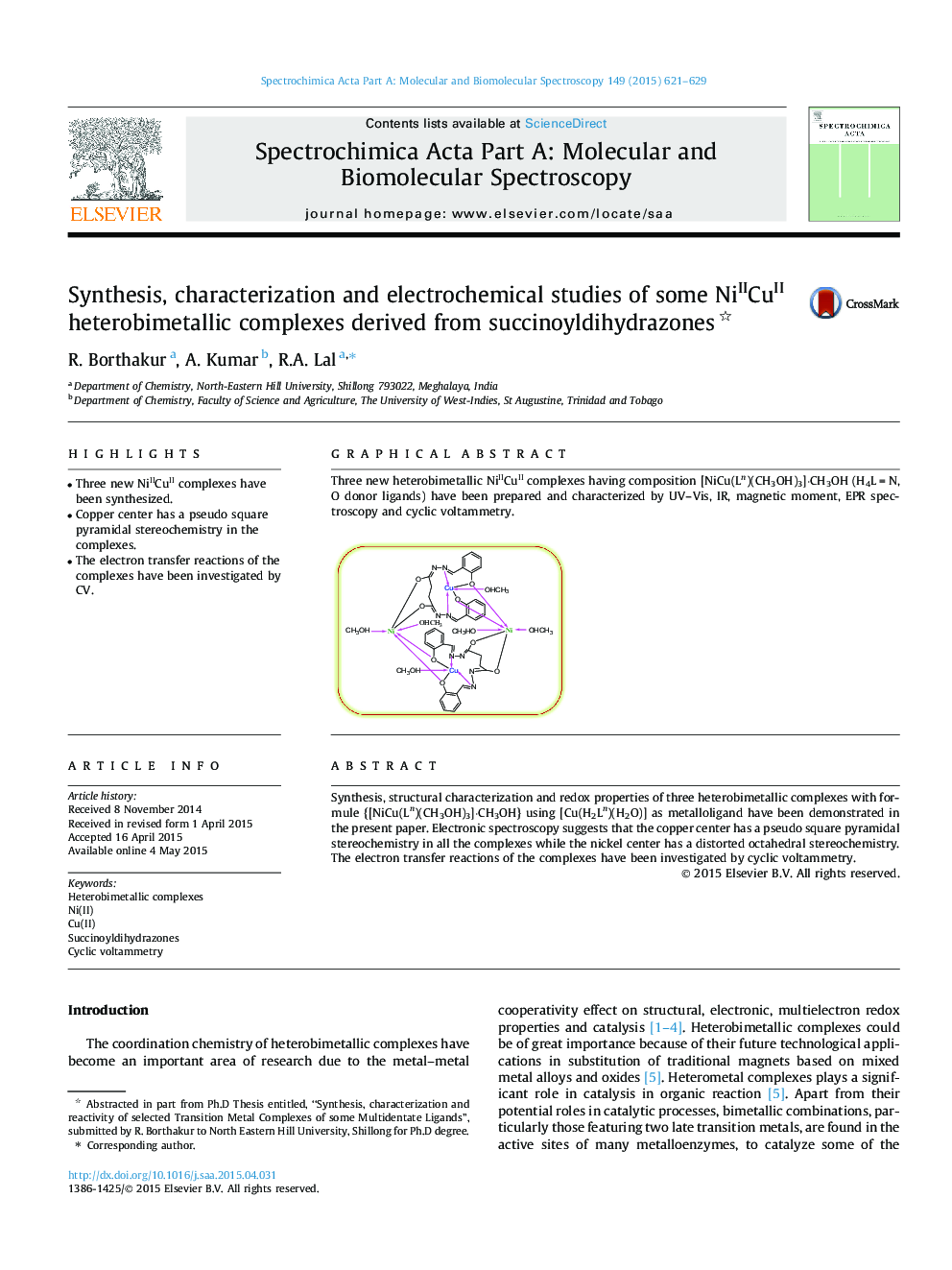 Synthesis, characterization and electrochemical studies of some NiIICuII heterobimetallic complexes derived from succinoyldihydrazones