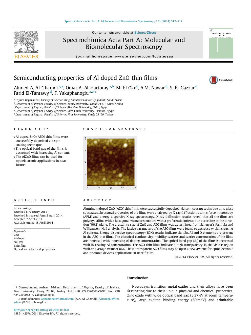 Semiconducting properties of Al doped ZnO thin films