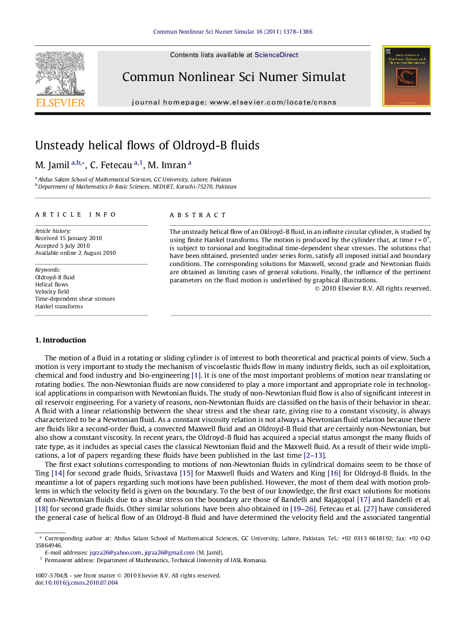 Unsteady helical flows of Oldroyd-B fluids