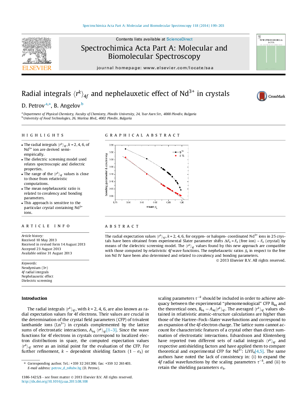 Radial integrals ãrkã4f and nephelauxetic effect of Nd3+ in crystals