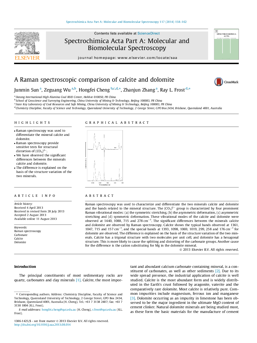 A Raman spectroscopic comparison of calcite and dolomite